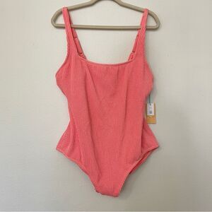 Kona Sol Textured One Piece Swimsuit NWT